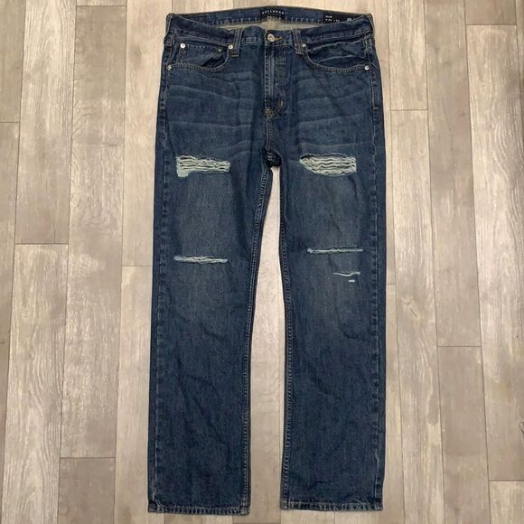 Mens Bullhead Distressed Dark Denim Jeans‎ - Picture 1 of 8